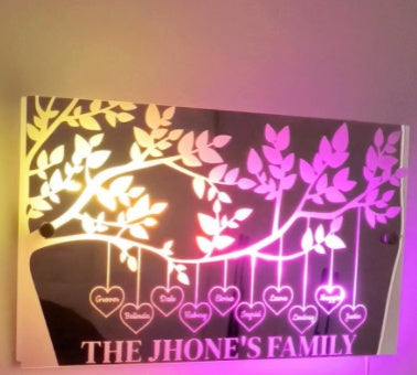 Flag Village Personalized Name Mirror Light For Bedroom LED Light Up Mirror For Wall Custom Photo Christmas Valentine's Day Wedding Gifts