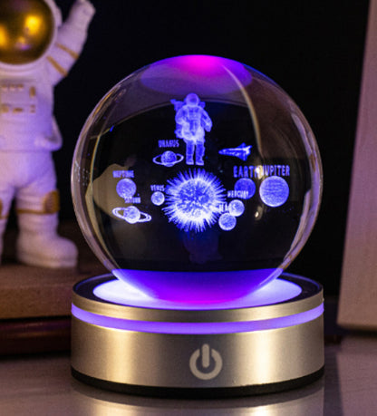 Flag Village Creative 3D Inner Carving Luminous Crystal Ball Colorful Gradient Small Night Lamp Home Decorations Gifts Selection