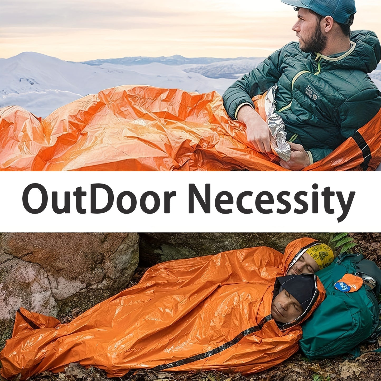 Flag Village Portable Lightweight Emergency Sleeping Bag, Blanket, Tent - Thermal Bivy Sack For Camping, Hiking, And Outdoor Activities - Windproof And Waterproof Blanket For Survival