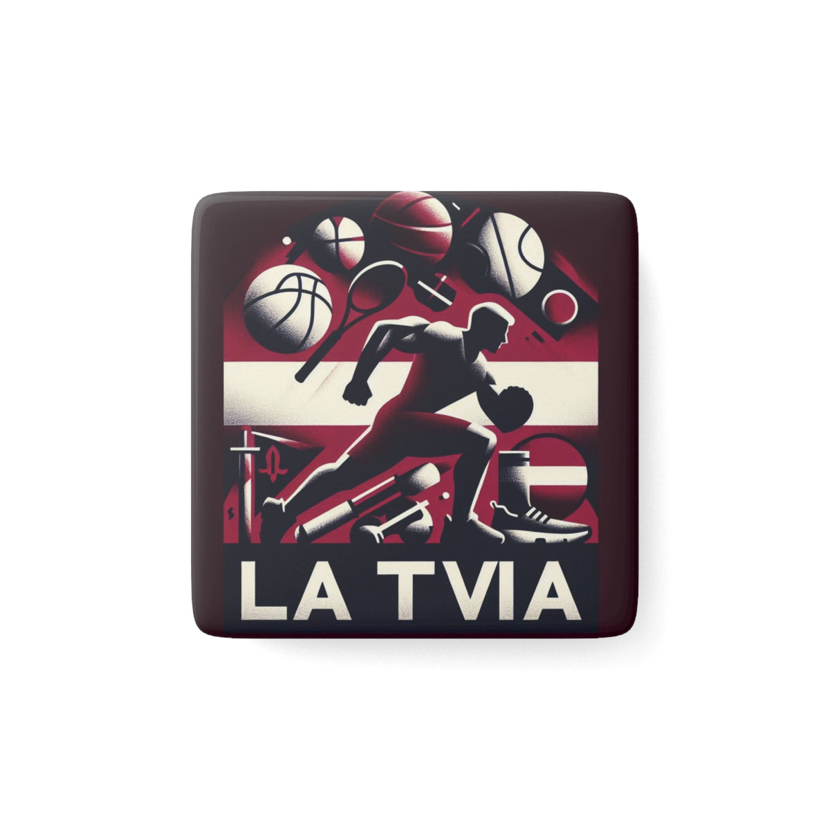 Flag Village Latvia Flag Sporting Porcelain Magnet, Square LVA0006