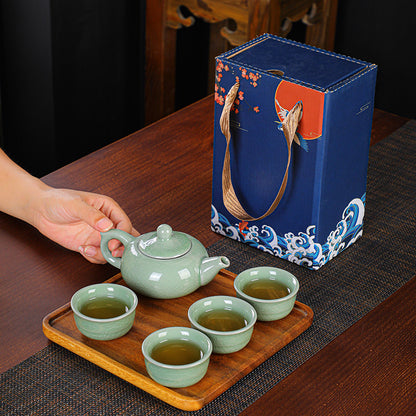 Flag Village Kung Fu Travel Tea Set Gift Box One Pot And Four Cups