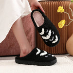Flag Village Funny Bat Slipper Halloween Pumpkin Flat Indoor House Shoes For Women Men Soft Plush Cozy Horror Fashion Halloween Gifts