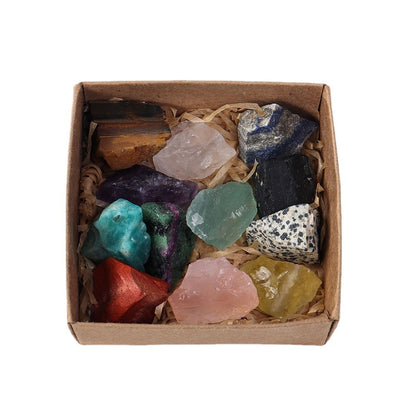 Flag Village Natural Crystal Original Stone Set Energy Crystal Unpolished Semi Precious Amethyst Gift Box