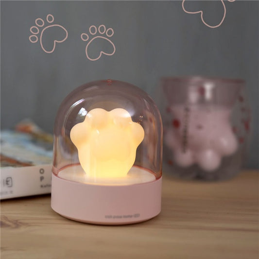 Flag Village Exquisite Night Light Cat Paw Light USB Charging Music Box Warm Musical Lamp Cats Paw Lamp For Kids Children Gift Desktop Decor