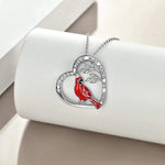 Flag Village Creative Heart Shaped Cardinal Pendant Necklace, Exquisite Party Commemorative Accessory Gift Jewelry Anniversary Party Gifts, Valentine's Day Gift