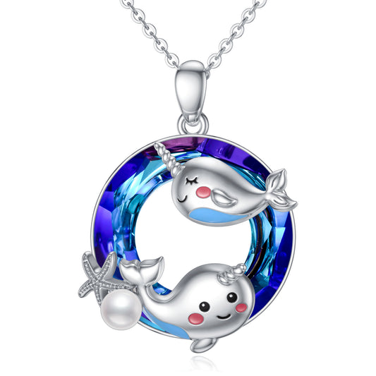 Flag Village Narwhal Necklace 925 Sterling Silver Unicorn of The Sea Jewelry Gifts