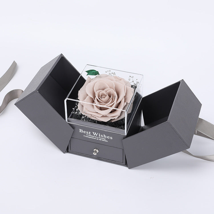 Flag Village Preserved Flower Gift Box Finished Acrylic Jewelry Box
