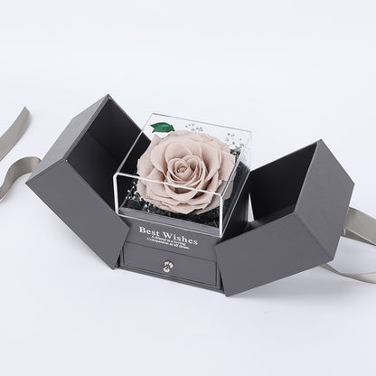 Flag Village Preserved Flower Gift Box Finished Acrylic Jewelry Box