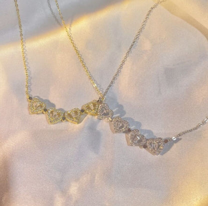 Flag Village Retro Magnetic Folding Heart Shaped Four Leaf Clover Pendant Necklace Women Love Clavicle Chain Gifts Openable Choker Jewelry