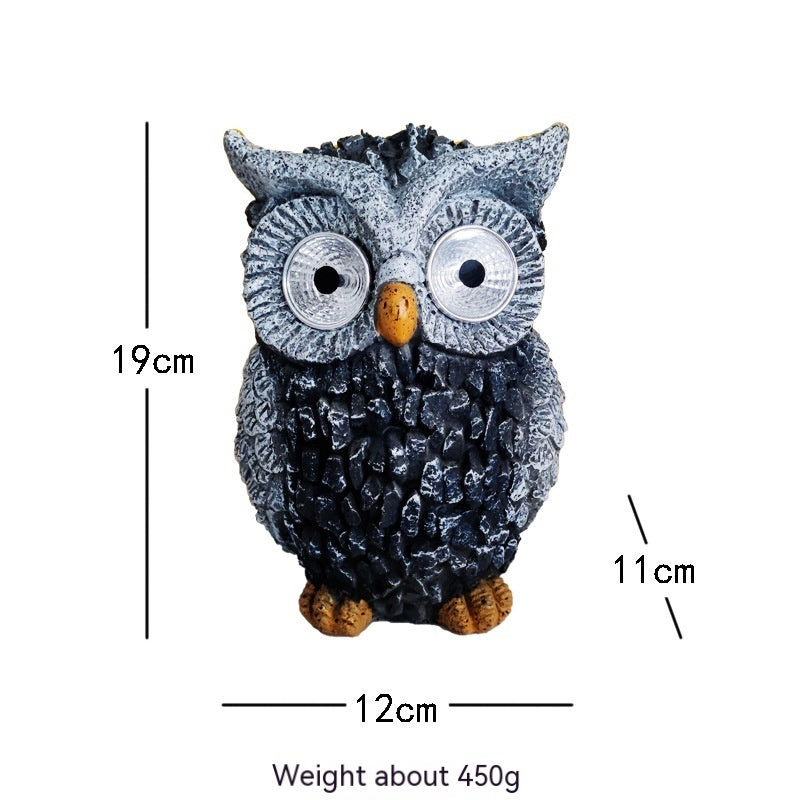 Flag Village Solar Resin Owl Decorative Products LED Lights Creative Outdoor Courtyard Decoration Gifts