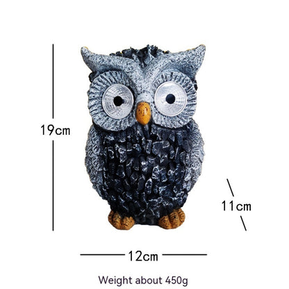 Flag Village Solar Resin Owl Decorative Products LED Lights Creative Outdoor Courtyard Decoration Gifts