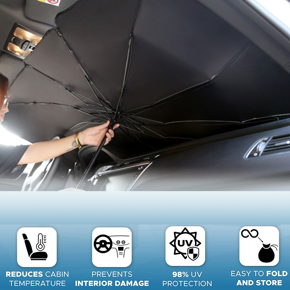 Flag Village Auto Tools Foldable Car Windshield Sun Shade Umbrella UV Protection Heat Insulation Parasol Auto Front Window Cover Interior Protector Summer Gadgets