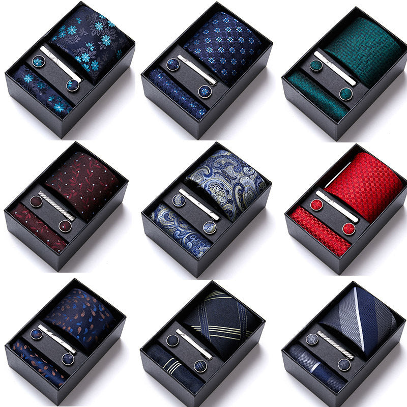 Flag Village Men's Business Formal Tie Six-piece Set Gift Box
