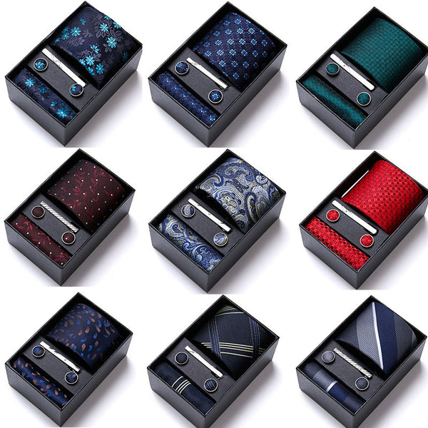 Flag Village Men's Business Formal Tie Six-piece Set Gift Box