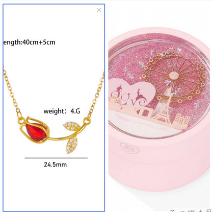 Flag Village Ferris Wheel Induction Lamp Light Luxury Ring Set Chain Jewelry Box