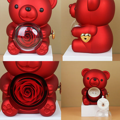 Flag Village Rotating Bear Gift Box Rose Jewelry Box