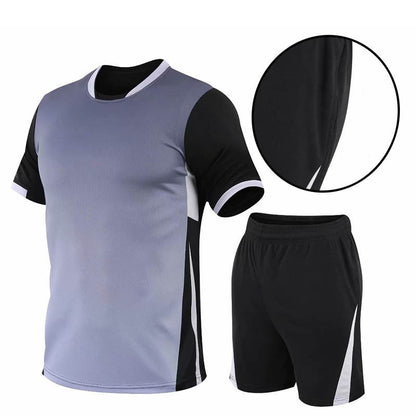 Flag Village Summer Gradient Digital Printing Loose Short-sleeved T-shirt Two-piece Summer Plus Size Shorts Suit Men