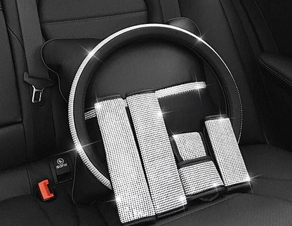 Flag Village Auto Tools Car steering wheel handle set Four seasons universal really cute feminine cartoon leather anti-slip handle