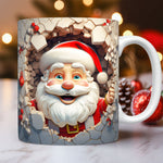 Flag Village Creative 3D Christmas Ceramic Mug Unique Space Design Snowman Santa Coffee Cup Tea Milk Mug Christmas Gifts For Kids Adults Kitchen Gadgets