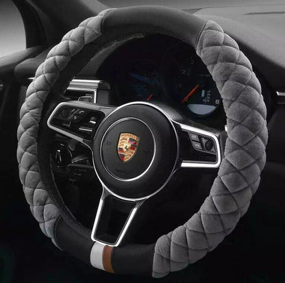 Flag Village Auto Tools Universal Car Steering Wheel Cover Winter Decoration Cute 38cm Plush Footprint Auto Automobile Vehicle Steering Wheel Protector