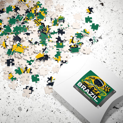 Flag Village BRAZIL Racing Car Sporting Flag Puzzle (110, 252, 520, 1014-piece) BRA0019