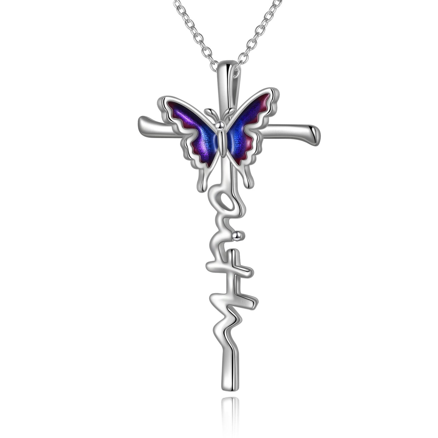 Flag Village Sterling Silver Butterfly Cross Necklace Jewlery Gifts for Women