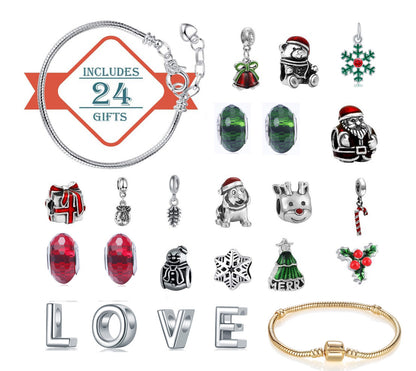 Flag Village Christmas Jewelry Calendar Gift Box Set Diy Beaded Blind Box Bracelet