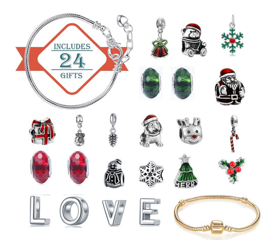 Flag Village Christmas Jewelry Calendar Gift Box Set Diy Beaded Blind Box Bracelet