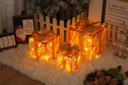 Flag Village Remote Control Christmas Gift Box Lights Christmas Three-piece Decoration