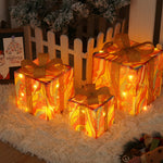 Flag Village Remote Control Christmas Gift Box Lights Christmas Three-piece Decoration