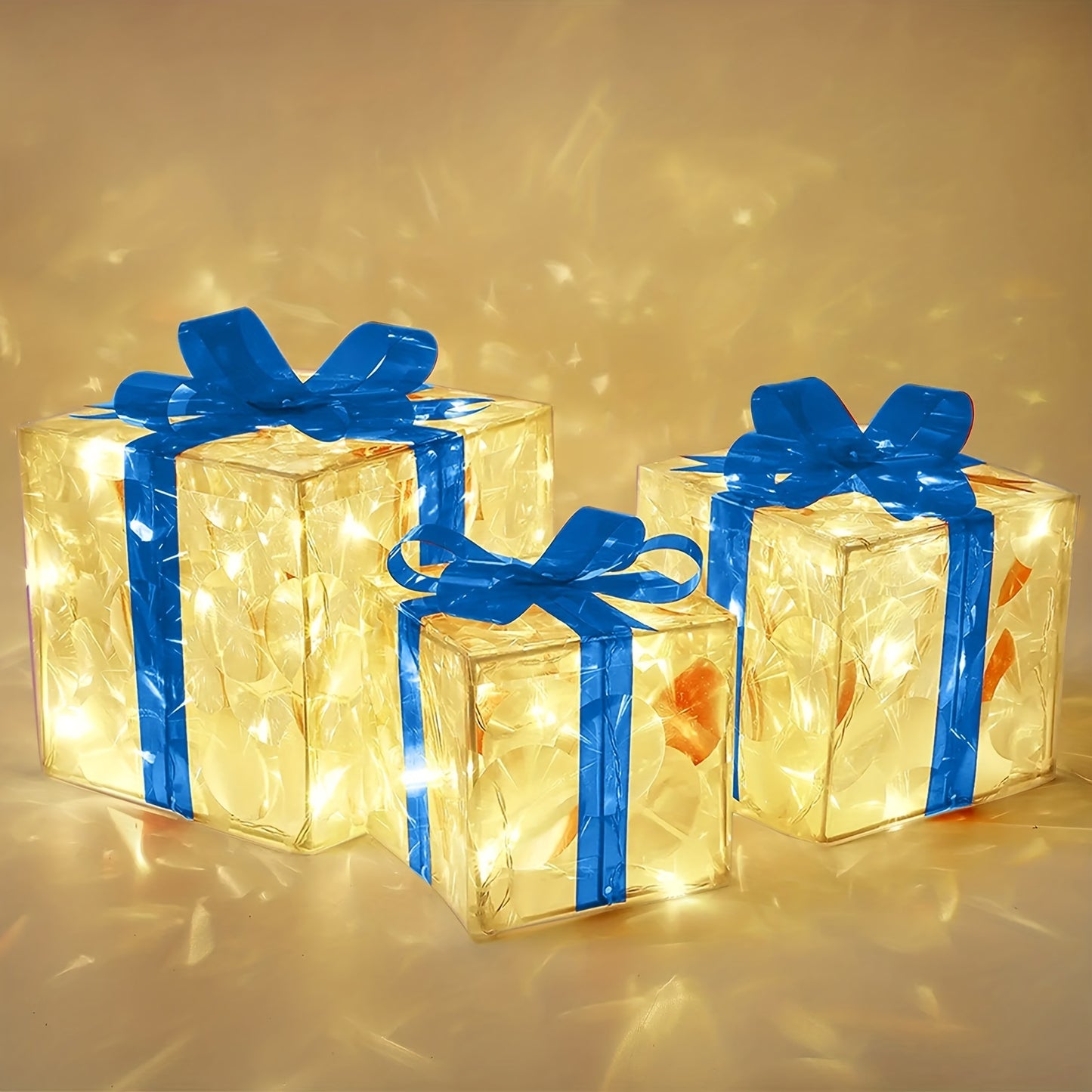 Flag Village New Christmas Gift Box 3-piece Folding Christmas Gift Box Light Up Valentine Gift Box Christmas Lights