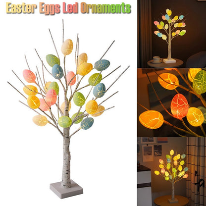 Flag Village Easter Decoration 60cm Birch Tree Home Easter Egg LED Light Gift Spring Party Tabletop Ornaments Light Easter Party Kids Gifts