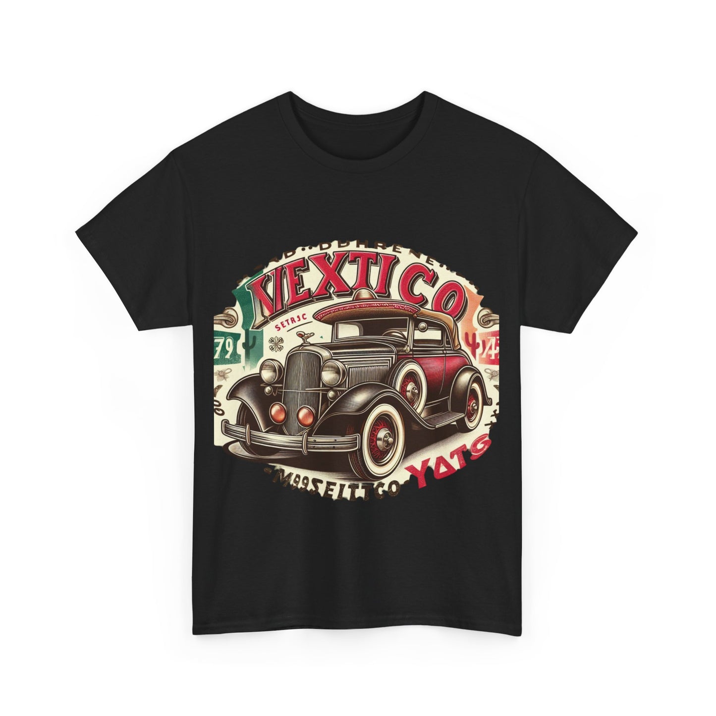 Flag Village Mexico Vintage Car Flag T-SHIRT Heavy Cotton Tee MEX0003