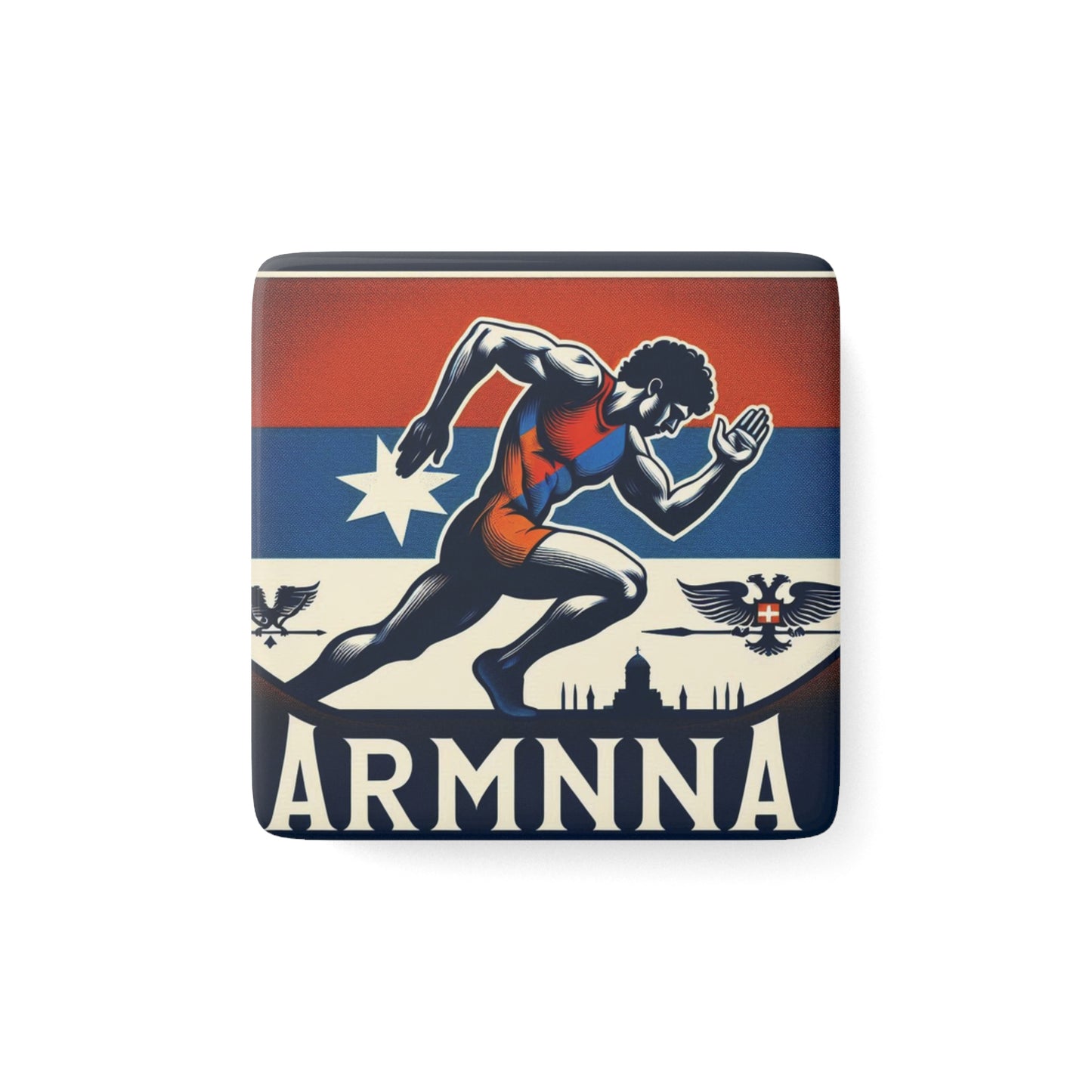 Flag Village Armenia Flag Sporting Porcelain Magnet, Square ARM0005