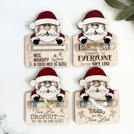 Flag Village Wooden Cute Santa Claus Cash And Gifts Card Clamp Creative Christmas Decoration Ornaments