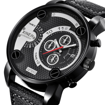 Flag Village Mens Big   Watches Fashion Leather Date Gifts Wristwatch