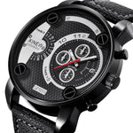 Flag Village Mens Big   Watches Fashion Leather Date Gifts Wristwatch