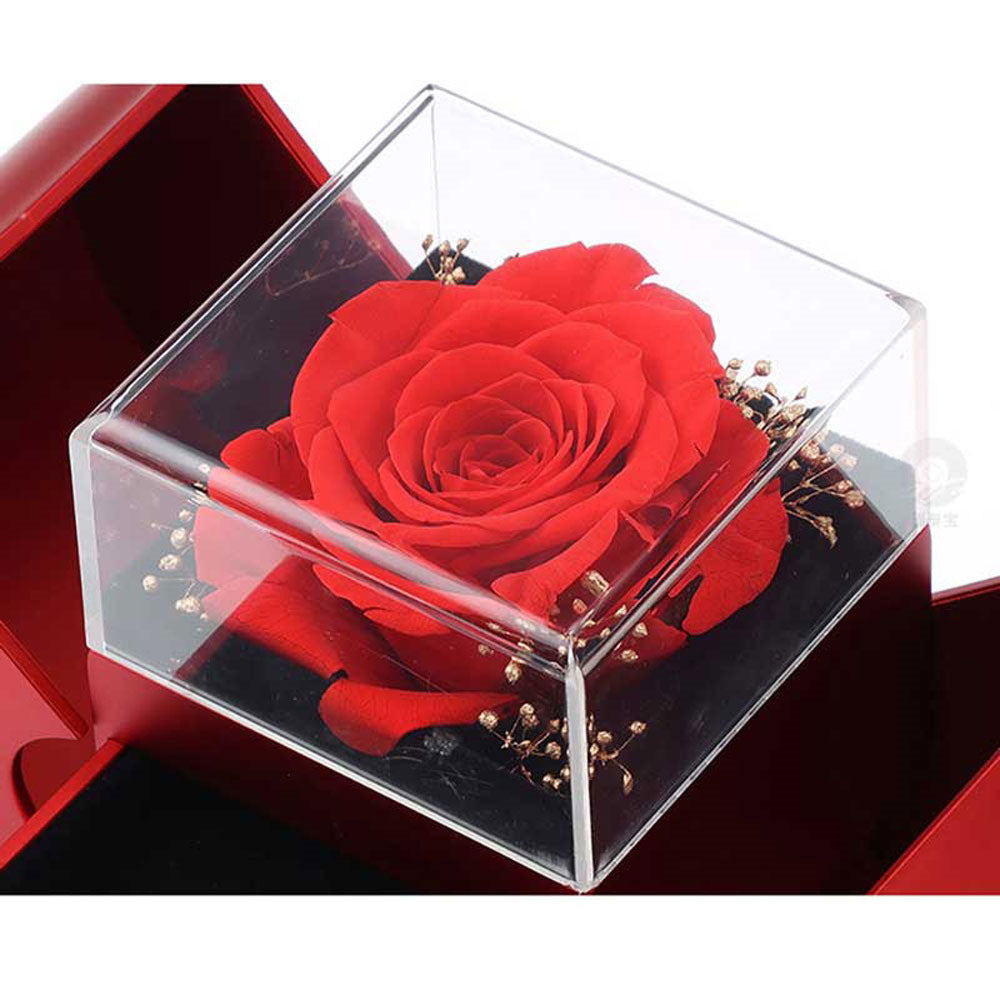 Flag Village Fashion Jewelry Box Red Apple Christmas Gift Necklace Eternal Rose For Girl Mother's Day Valentine's Day Gifts With Artificial Flower Rose Flower Jewelry Box
