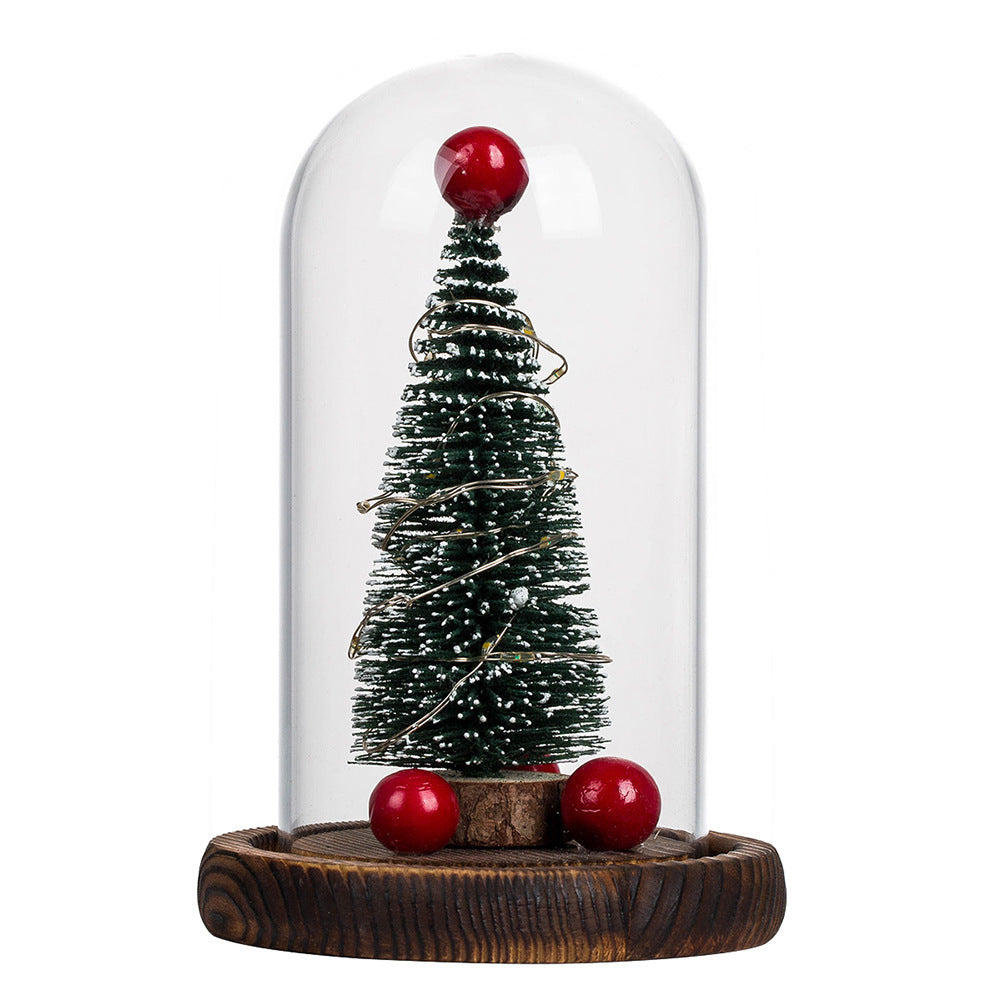 Flag Village Creative Christmas Tree Glass Cover LED Lights Christmas Decorations For Home Christmas Gifts Xmas Ornaments