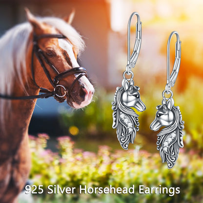 Flag Village Sterling Silver Horse Dangle Drop Leverback Earrings Jewelry Gifts