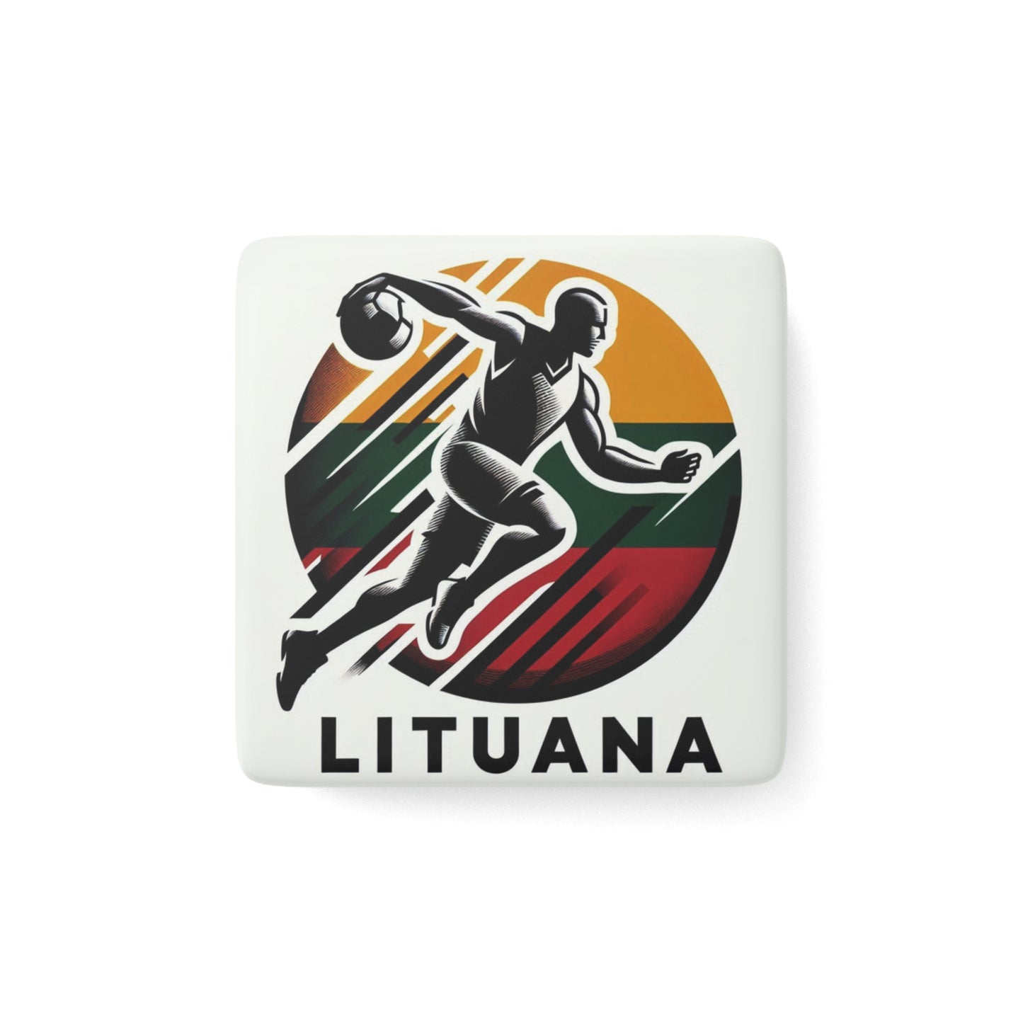 Flag Village Lithuania Flag Sporting Porcelain Magnet, Square LTU0005