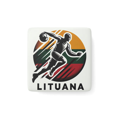 Flag Village Lithuania Flag Sporting Porcelain Magnet, Square LTU0005