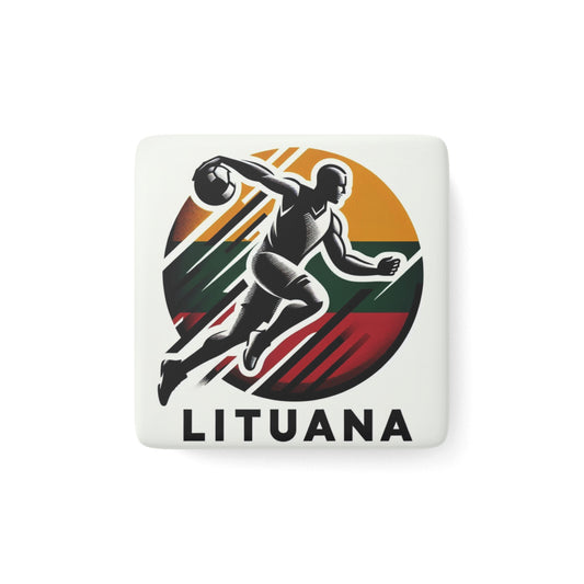Flag Village Lithuania Flag Sporting Porcelain Magnet, Square LTU0005