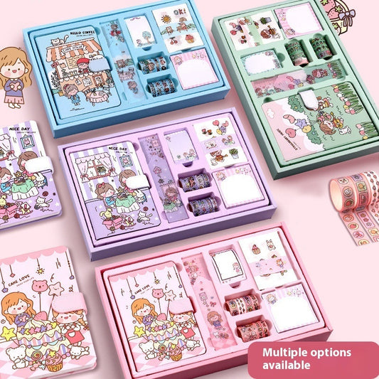 Flag Village Journal Book Set Gift Box Girl Heart Cute Gift Bag