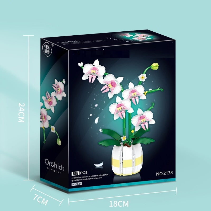 Flag Village Simulation Orchid Building Block Toy Desktop Decoration Gifts
