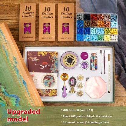 Flag Village Powerful Manufacturers DIY Retro Sealing Wax Seal Set Tool Outfit Antique Fire Paint Seal Gift Box Creative Gift