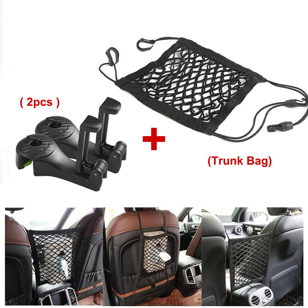 Flag Village Auto Tools Car Headrest Hook with Phone Holder Seat Back Hanger for Bag Handbag Purse Grocery Cloth