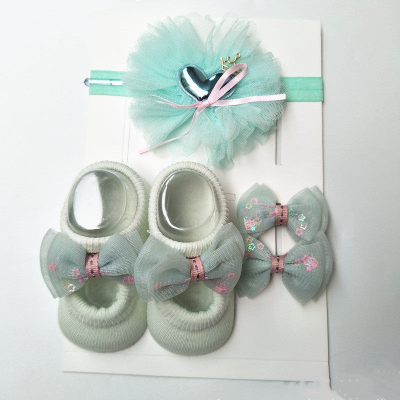 Flag Village New Baby Girl Socks Headband Gift Box