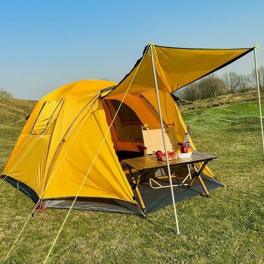 Flag Village Four Person Outdoor Camping Space Folding And Thickening Tent Rain And Sun Proof Outdoor