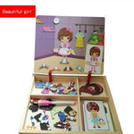 Flag Village Montessori Magnetic Fun Puzzle Children's Wooden Puzzle Box Game Cartoon Educational Painting Toys For Children Gift Antistress